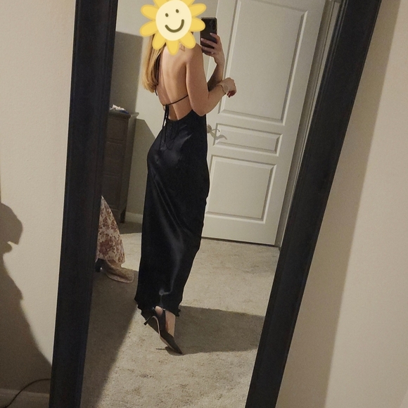 XS Reformation Black Jeany Silk Dress - Picture 2 of 9